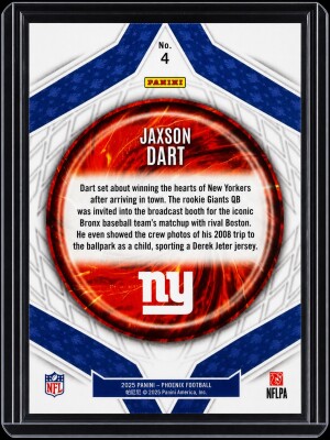 Jaxson Dart 2025 Panini Phoenix PARAGON RC 🔥 Giants Rookie Insert SSP back