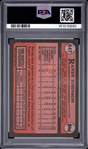 1989 Topps Randy Johnson back