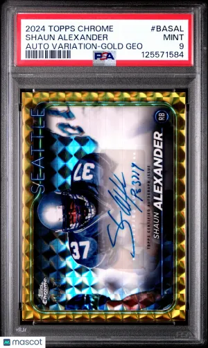 2024 Topps Chrome Auto Variation Gold Geo #BA-SAL Shaun Alexander - PSA 9 /50