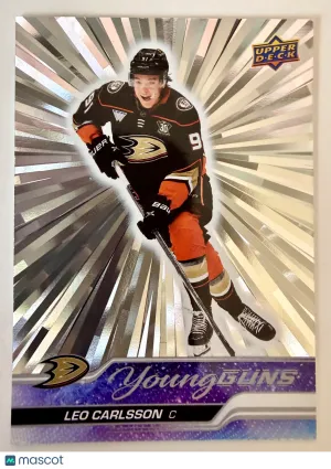2023 Upper Deck Series 2 Hockey Leo Carlsson Outburst Silver Rookie front