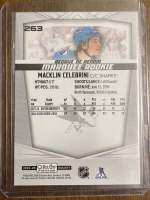 MACKLIN CELEBRINI 2024-25 O-PEE-CHEE OPC PLATINUM back