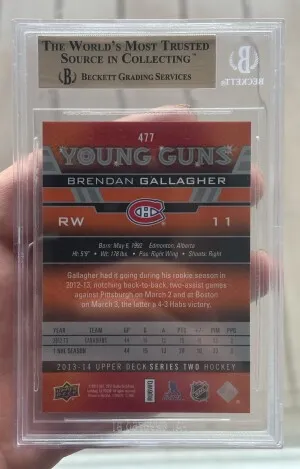 2013-14 Upper Deck Series Two YG #477 Brendan Gallagher BGS 9.5 back