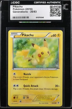Pikachu 2016 Generations #26/83 CGC Certified Authentic front