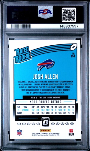2018 Panini Donruss Optic Josh Allen back