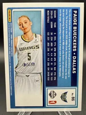Paige Bueckers (Wings) 2025 Panini WNBA Donruss Basketball Rated Rookie #86 back