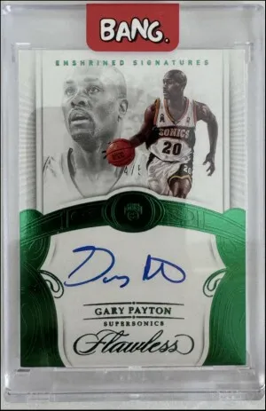 Gary Payton Flawless /5 Emerald On Card Auto back