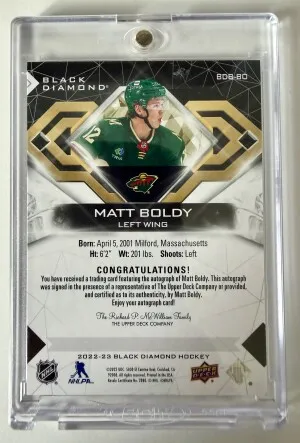 2023 Upper Deck Black Diamond Matt Boldy Rookie 09/49 back