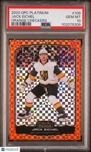 2022 O-Pee-Chee Platinum Jack Eichel Orange Checkers 10/25 PSA 10 front