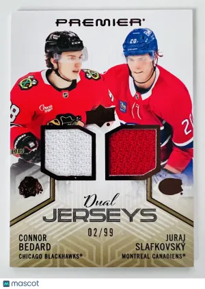 2024 Upper Deck Premier Dual Jerseys Connor Bedard Juraj Slafkovsky 02/99 front