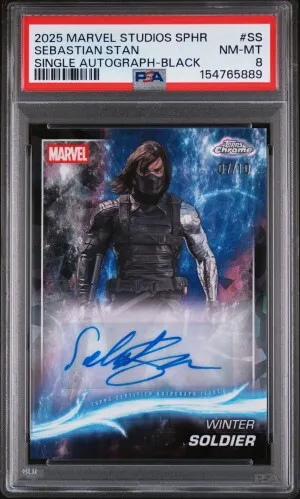 2025 Topps Marvel Studios Chrome Sapphire Edition Single Autographs Sebastian Stan Single Autograph-Black front