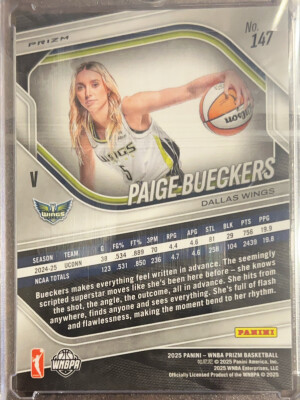 2025 Panini Prizm WNBA Paige Bueckers #147 Cracked Ice RC back