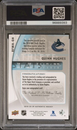 2019 Sp Authentic 2009-10 Retro Future Watch Autographs Quinn Hughes '09 Retro Future Watch Au. back