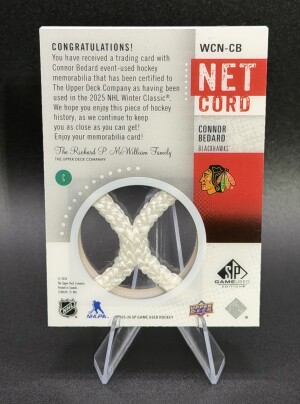 2025 UPPER DECK SP GAME USED CONNOR BEDARD WINTER CLASSIC NET CORD RELICS /35 back