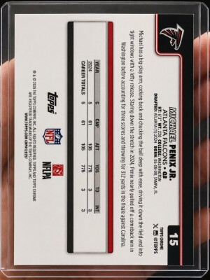 Michael Penix Jr 2025 Topps Chrome Leather Refractor #15 Falcons back
