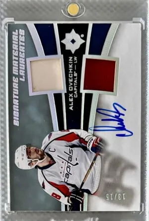2015-16 UD Ultimate Alexander Ovechkin Signature Material Laureates Auto /15 front
