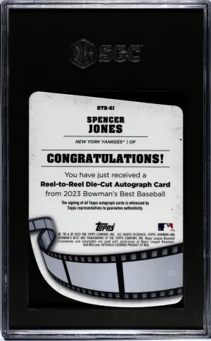 2023 Bowman's Best Spencer Jones #RTR-SJ Reel To Reel Autograph SGC 9.5 back