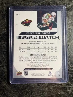 2024-25 Jesper Wallstedt SP Authentic /599 back