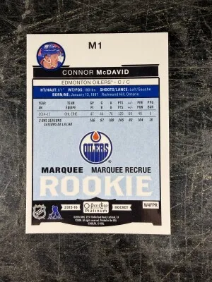 2015-16 O-Pee-Chee Platinum Marquee Rookies Connor McDavid back