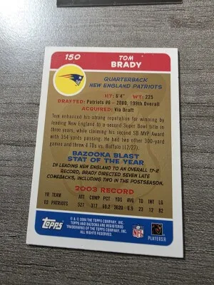 2004 Bazooka Tom Brady Gold back