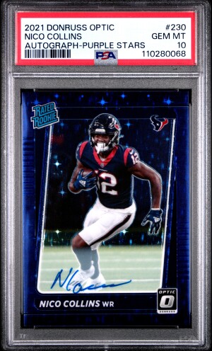 2021 Panini Donruss Optic Nico Collins Autograph-Purple Stars front