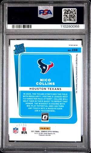 2021 Panini Donruss Optic Nico Collins Autograph-Purple Stars back