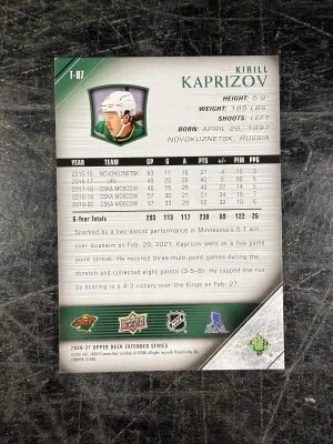 Kirill Kaprizov 2020-21 Upper Deck Young Guns Retro back