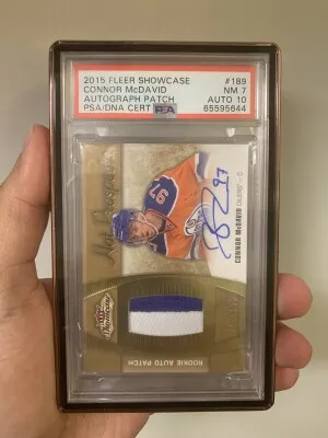 2015 Fleer Showcase Connor Mcdavid Autograph Patch front