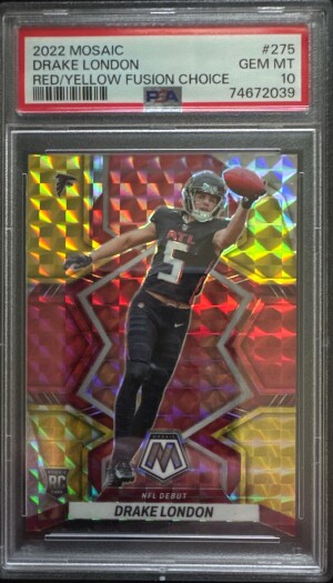 2022 Mosaic Drake London Red/Yellow Fusion Choice /80 RC PSA 10 front