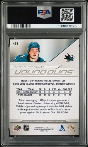 2024 Upper Deck Macklin Celebrini back