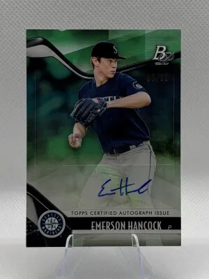 2021 Bowman Platinum Emerson Hancock Green Auto /99 front