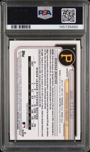 2024 Bowman Chrome Paul Skenes Refractor #/499 PSA 10 back