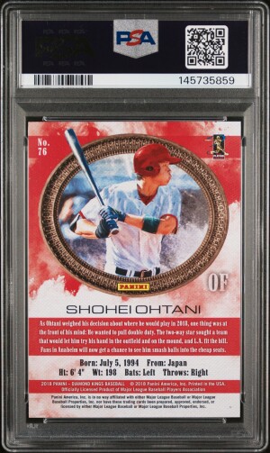 2018 Panini Diamond Kings Shohei Ohtani Facing Right PSA 10 back