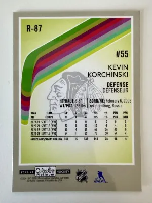 2023 O-Pee-Chee Platinum Kevin Korchinski Rookie back