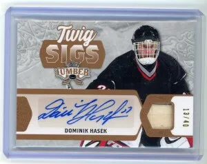 2021-22 Leaf Lumber Dominik Hasek Twig Sigs Autograph Stick 13/40 front