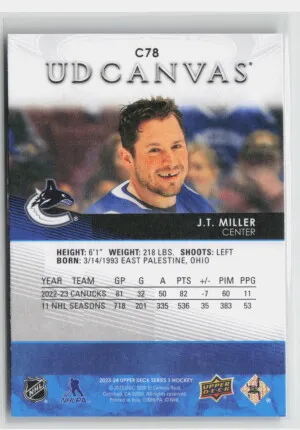 2023-24 Upper Deck Series 1 UD Canvas J.T. Miller #C78 back