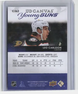 2023-24 Upper Deck Extended Series UD Canvas Young Guns Leo Carlsson #C362 back