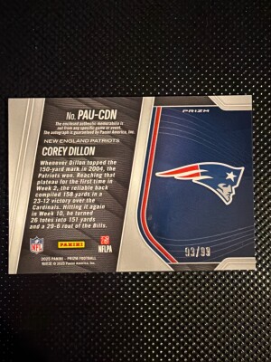 2025 Prizm Corey Dillon Patch Auto /99 back