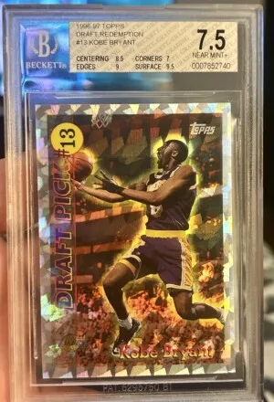 1996 Topps Draft Redemption #13 Kobe Bryant BGS 7.5 Insane Subgrades! front