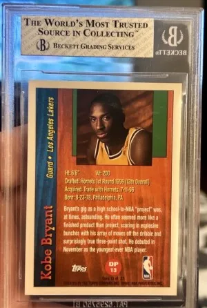 1996 Topps Draft Redemption #13 Kobe Bryant BGS 7.5 Insane Subgrades! back