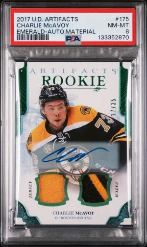 2017 Upper Deck Artifacts Charlie Mcavoy Emerald-Auto.material /35 front