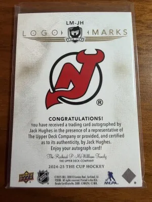 JACK HUGHES - 2024 The Cup Logo Marks Auto #LM-JH, /15 back