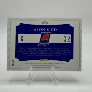 2017 National Treasures Jason Kidd Hometown Heroes /25 Autograph back