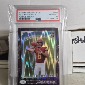 2024 Optic Jayden Daniel's Purple Shock #248 PSA 10 front