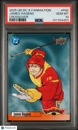 2025 Upper Deck DC X Fanimation Crossover James Hagens #FN2 Rookie PSA 10 front