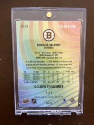 CHARLIE McAVOY 2025-26 ALLURE Color Flow 1 of 1 Golden Treasures 1/1 #CF-18 back