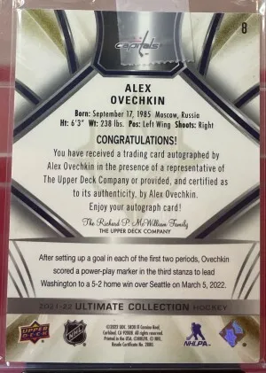 Alex Ovechkin Ultimate Auto /35 back