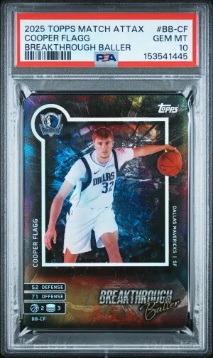 2025 Topps Match Attax Breakthrough Baller Cooper Flagg Breakthrough Baller Psa 10 front