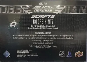 Roope Hintz Black Obsidian Scripts Auto /49 back