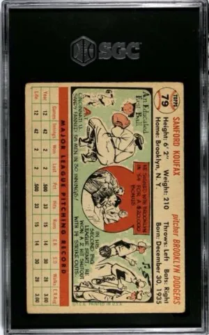 1956 Topps - Sandy Koufax #79 White Back SGC 3 - Nice Centering! back