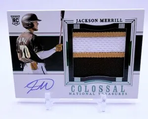 Jackson Merrill 2024 Panini National Treasures Colossal Material Auto Emerald /5 front